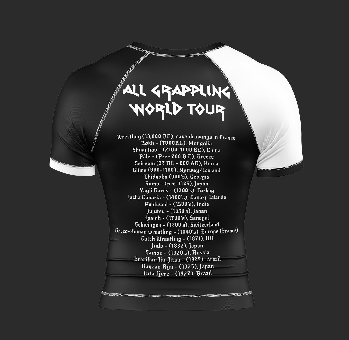 Grappling World Tour Rash Guard: Rock Your Roll Rash Guard, Global Grappling Sports Tribute.