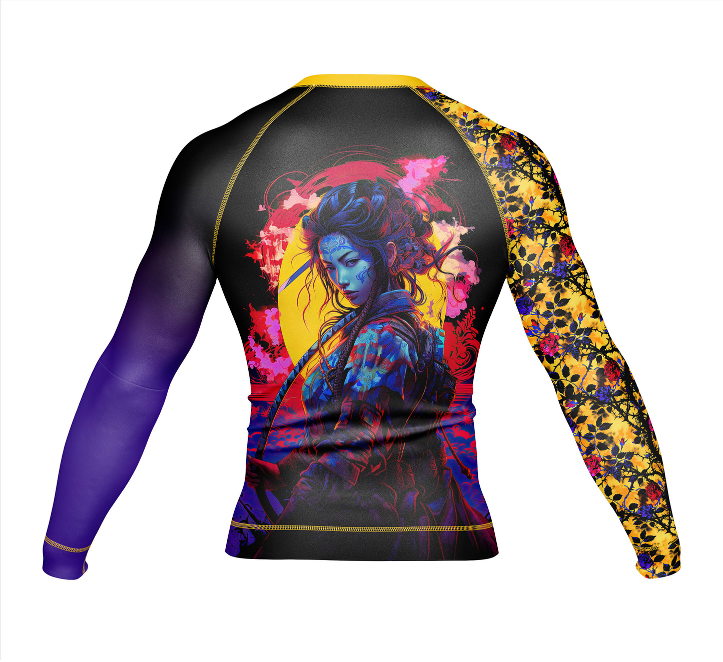 Geisha's Garden Rash Guard: Balance the warrior's resolve and the Geisha's elegance.