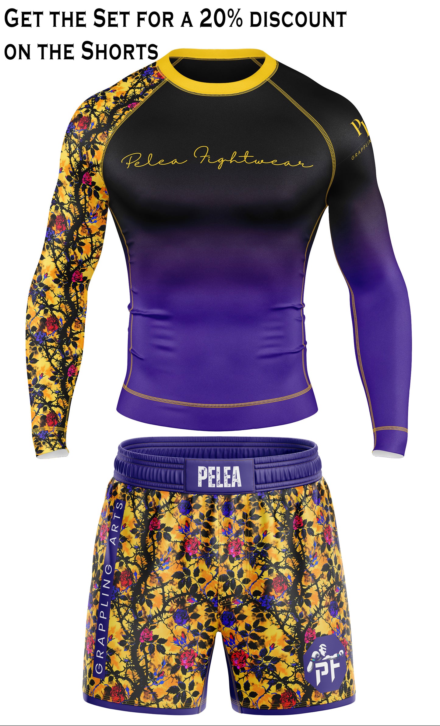 Purple and Yellow Vines Pelea High Cut Shorts