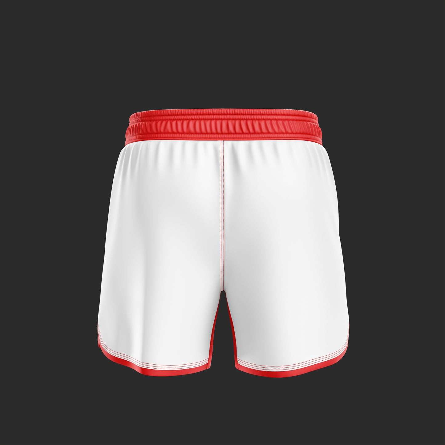 White and Red Pelea High Cut Shorts