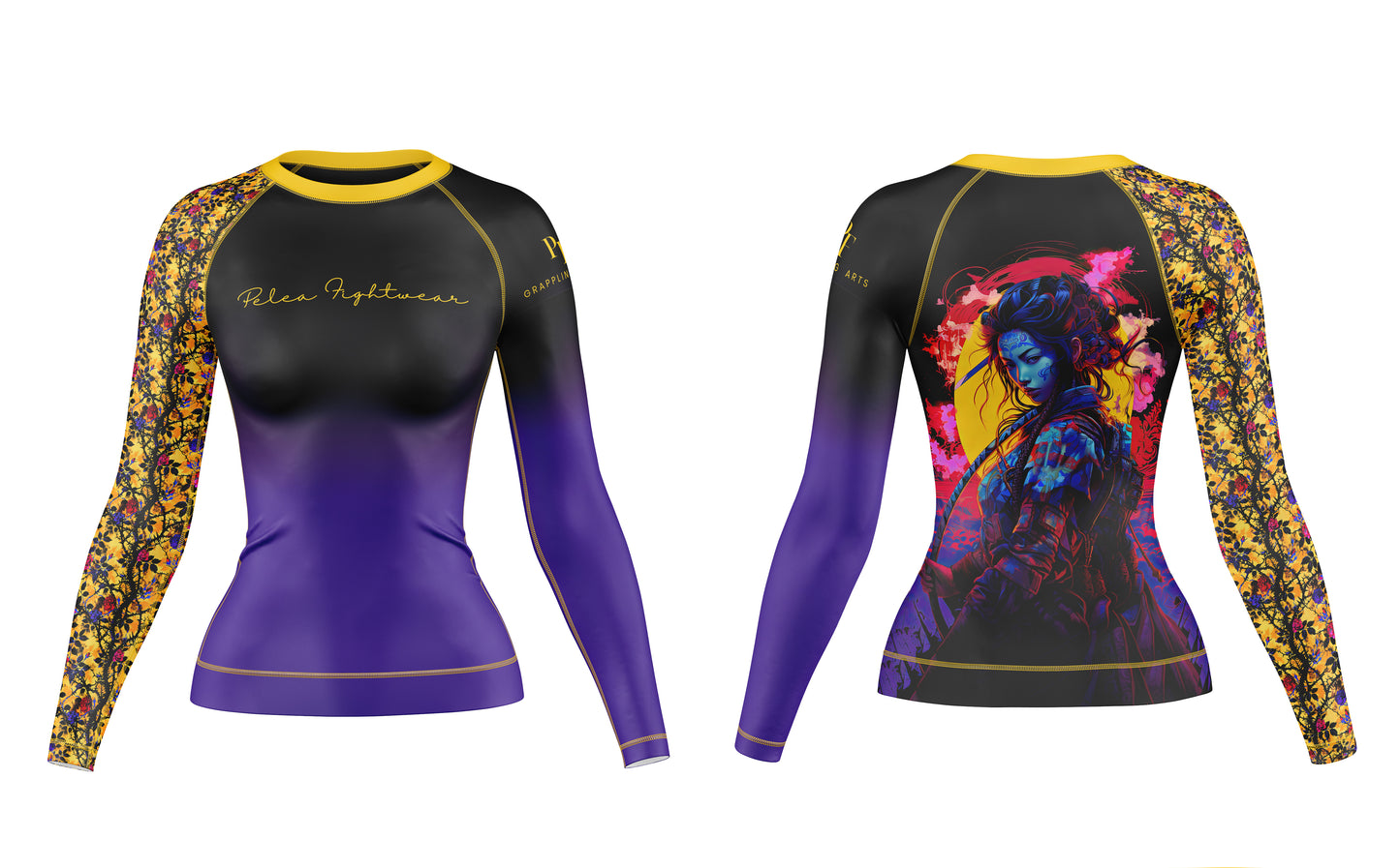 Geisha's Garden Rash Guard: Balance the warrior's resolve and the Geisha's elegance.