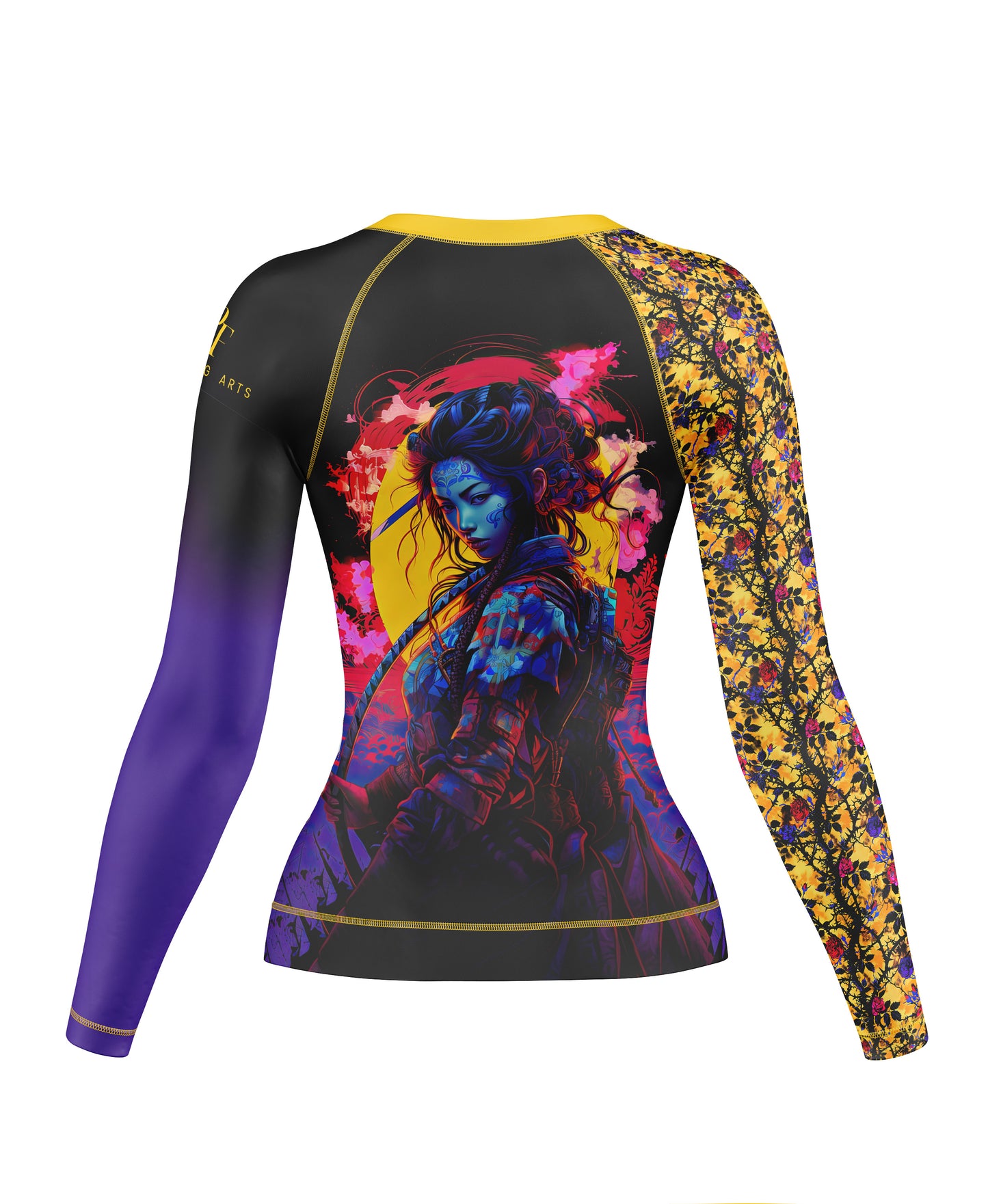 Geisha's Garden Rash Guard: Balance the warrior's resolve and the Geisha's elegance.