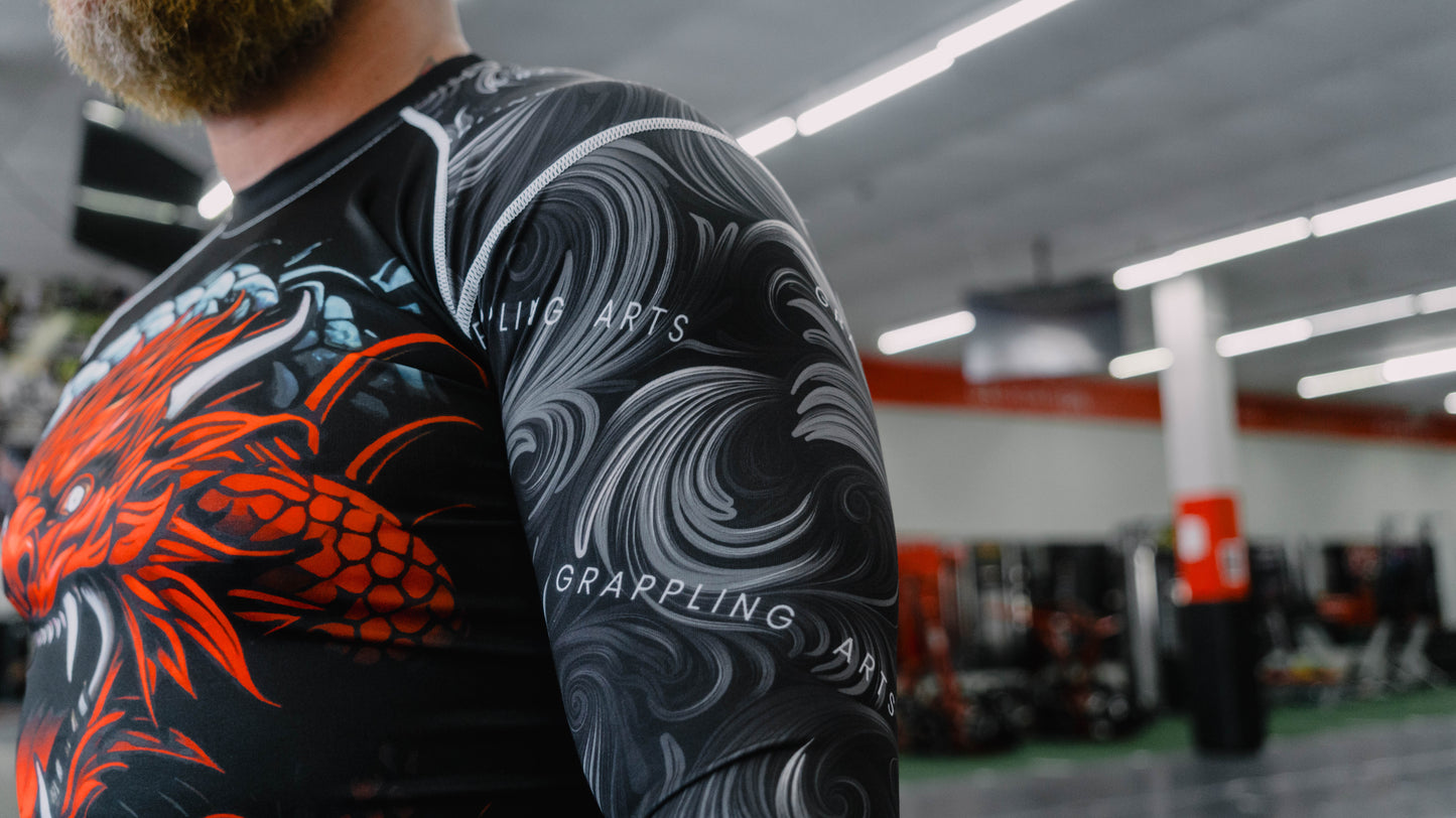 Embrace the Dragon: Dragonfire Grip Rash Guard