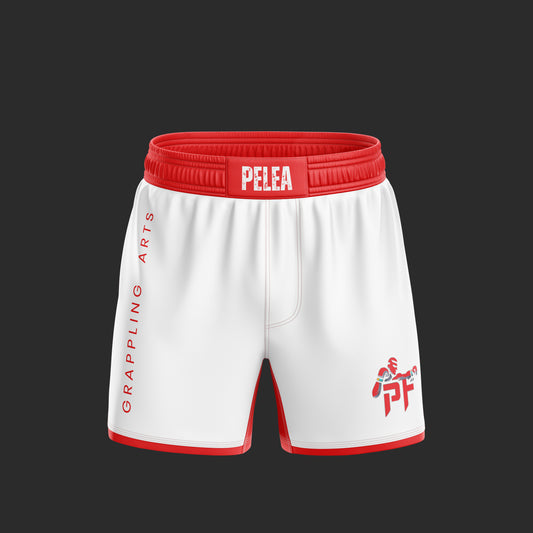 White and Red Pelea High Cut Shorts